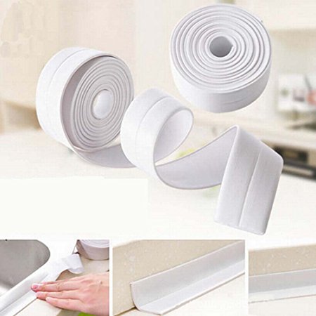 KaLaiXing brand Tub And Wall Caulk Strip. Kitchen Caulk Tape Bathroom Wall Sealing Tape Waterproof Self-Adhesive Decorative Trim-white