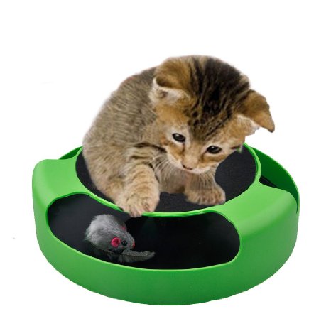 Gimilife 2 in 1 Interactive Cat Toys Pet Paly Toys With Scratch Pad Rotating Mouse