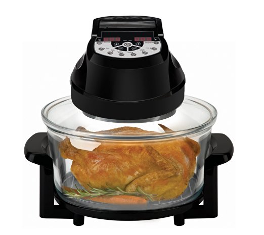 Big Boss Rapid Wave Halogen Infrared Convection Countertop Oven - 12 ½ Quart with Extender Ring Glass Bowl - Digital Presets