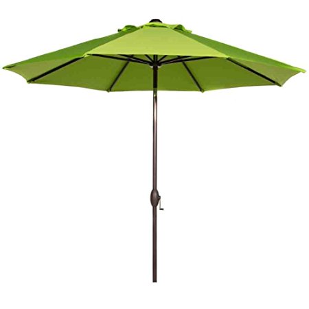 Abba Patio 9' Sunbrella Fabric Patio Umbrella Outdoor Market Umbrella with Auto Tilt and Crank, Lime Green