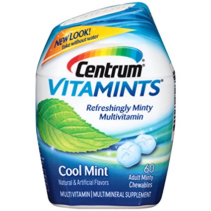 Centrum VitaMints (60 Count, Cool Mint Flavor) Multivitamin/Multimineral Supplement Chewables