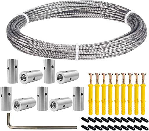 BLIKA Cable Trellis System for Climbing Plants, Vines and Green Wall, Wire Trellis Kits, Stainless Steel Cable Kits for Brick Wall, Fence Panels, Wood & Siding