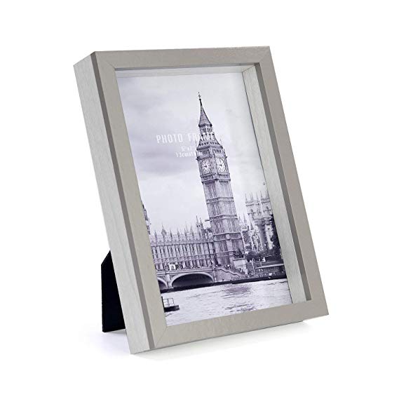 HomeMe Wood Picture Photo Frame 5x7 Inches White Grey
