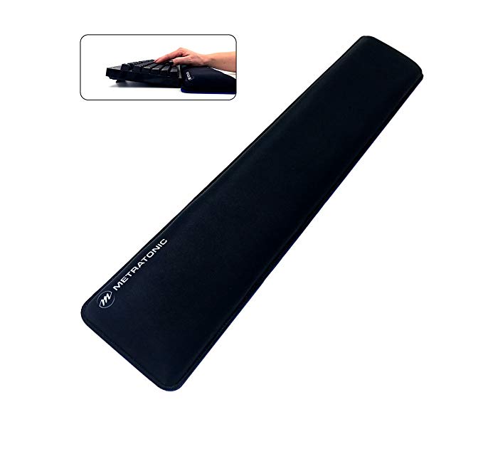 Keyboard Wrist Rest/Wrist Pad, Full Size Thick Padded, Water Resistant, Ergonomic Memory Foam, Anti-Fray Stitched Edges, No Odor Anti-Slip Rubber Base, Black | 20” x 4” x 1” (25.4mm)