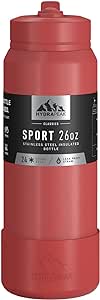 Hydrapeak 26oz Sport Insulated Water Bottle with Straw or Chug Lid, Leak & Spill Proof, Keeps Drinks Cold for 24 Hours, Hot for 12 Hours, Premium Stainless Steel Water Bottles (26oz, Faded Red)