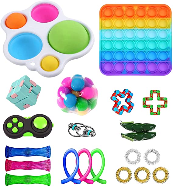 GBSELL 30Pcs Sensory Fidget Toy Packs, Fidget Blocks,Fidget Set Sensory Relieves Stress Anxiety for Kids Adults (21PCS B)