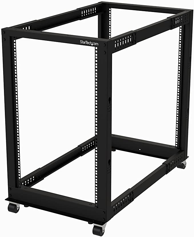 StarTech.com 18U 19" Open Frame Server Rack - 4 Post Adjustable Depth 22-40" Mobile - Free Standing Rolling Network/Computer Equipment Data Rack - Dell PowerEdge HP ProLiant ThinkServer (4POSTRACK18U