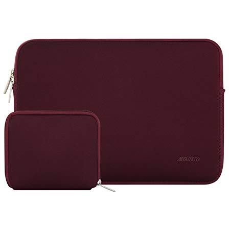 MOSISO Water Repellent Neoprene Sleeve Bag Cover Compatible 13-13.3 Inch Laptop with Small Case, Wine Red