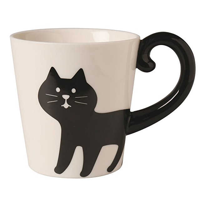 Decole "Concombre" Cat Tail Mug Cup (Black Cat)