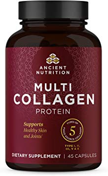 Ancient Nutrition Multi Collagen Protein Capsules, Supplement Supports Skin, Nail and Gut Health, 5 Types of Food Sourced Collagen, 45 Count - 15 Servings