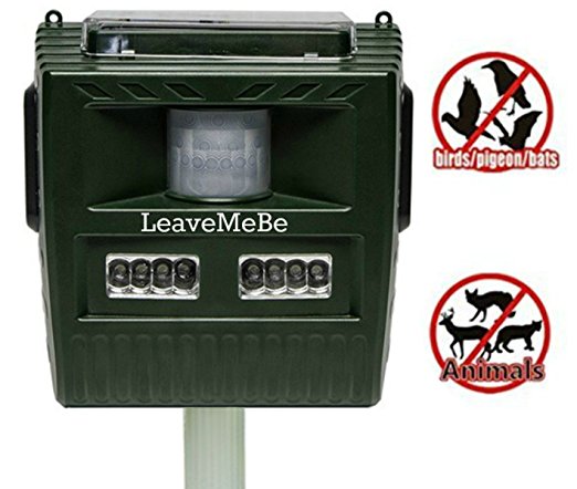 LeaveMeBe Ultrasonic Bird and Animal Solar Repeller Electronic Humane Repellent Batteries Included, Waterproof, Keep Birds Away