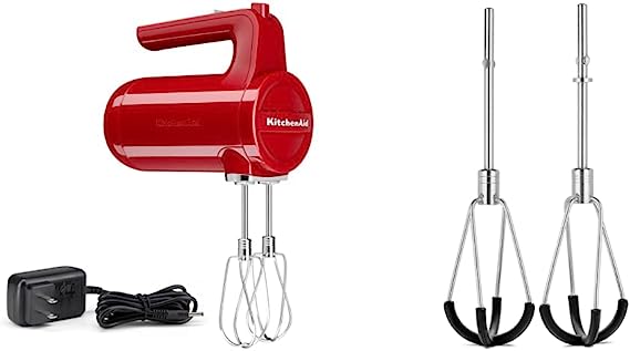 KitchenAid Cordless 7 Speed Hand Mixer - KHMB732 & KHMFEB2 Flex Edge Beater Accessory for Hand Mixer, One Size, Stainless Steel