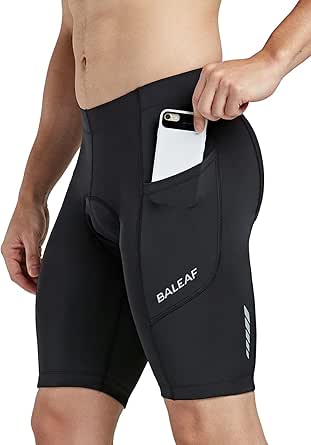 BALEAF Men's Padded Bike Shorts Cycling Tights Road Bicycle MTB Accessories Pockets UPF 50