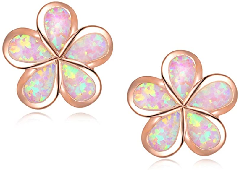 CiNily White Gold Plated Oval Shaped/Flower Shaped Opal Zircon Hypoallergenic Stud Earrings Women Jewelry Gift Gemstone Stud Earrings