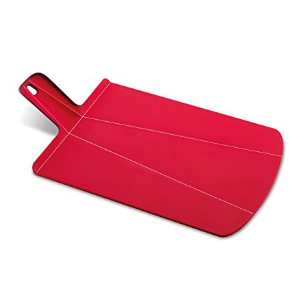 Joseph Joseph 60042 Chop2Pot Foldable Plastic Cutting Board 19-inch x 10.75-inch Chopping Board Kitchen Prep Mat with Non-Slip Feet 4-inch Handle Dishwasher Safe Lays Flat Folds Up, Large, Red