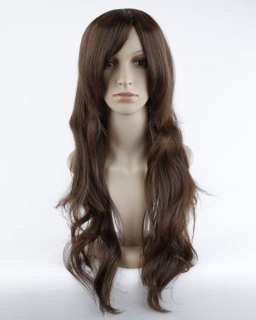 Western Women's Charming Long Curly Wig (Model: Jf010485) (Dark Brown)