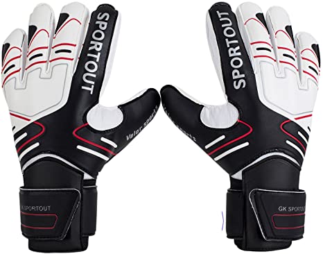 Sportout Youth&Adult Goalie Goalkeeper Gloves,Strong Grip for The Toughest Saves, with Finger Spines to Give Splendid Protection to Prevent Injuries,3 Colors