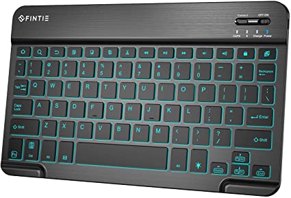 Fintie 10-Inch Ultrathin (4mm) Wireless Bluetooth Keyboard [7 Color Backlit] for Android Tablet Samsung Galaxy Tab S6 / S5e / S4, Tab A 10.1/9.7, ASUS, Google Nexus, Lenovo and Other Android Devices