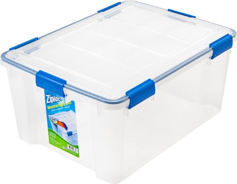 60 Quart Ziploc® WeatherShield Storage Box, 4 Pack, Clear