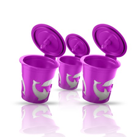 Best Quality Stainless Steel Mesh Reusable Coffee Cup Filters in Purple, 3 piece Set