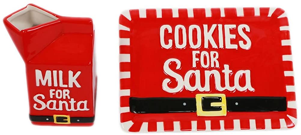 DEI Cookies and Milk for Santa Plate and Milk Container Holiday Set