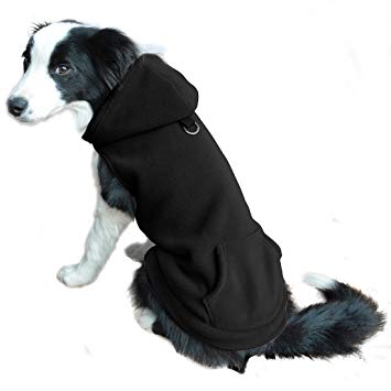 EXPAWLORER Fleece Dog Hoodies with Pocket, Cold Weather Spring Vest Sweatshirt with O-Ring