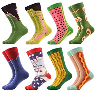 WeciBor Men's Dress Cool Colorful Fancy Novelty Funny Casual Combed Cotton Crew Socks Pack