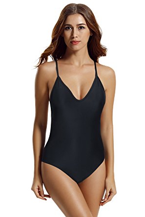 Zeraca Women's Sexy High Cut Racerback One Piece Bathing Suit Swimsuit