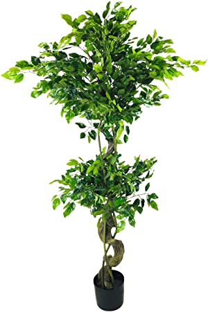 Geko Artificial Ficus Tree with Twisted Trunk 145cm, Green, Large, One Size