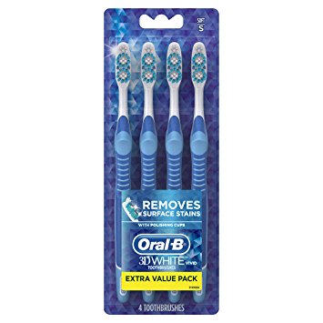 Oral-B 35 Soft Bristles 3D Vivid Toothbrush, White, 4 Count