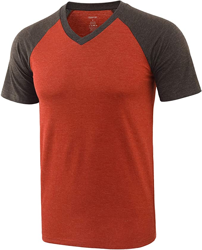 Vetemin Men's Casual Breathable Tagless Active Hiking Baseball V Neck T Shirts