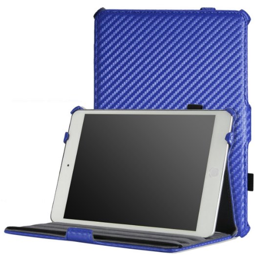 MoKo iPad Mini Case, iPad Mini 2 / 3 Case, Slim-Fit Cover Case for Apple iPad Mini 1 (2012) / iPad Mini 2 (2013) / iPad Mini 3 (2014), Carbon Fiber BLUE (Will not fit iPad Mini 4)