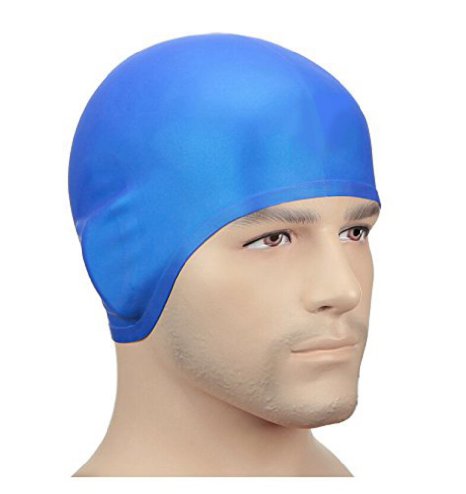 Swim cap, Hicool premium Waterproof earmuffs Silicone Swim Cap for Men and Women to Keep Hair Dry, Highly Elastic & Durability for Short, Medium and Long Hair