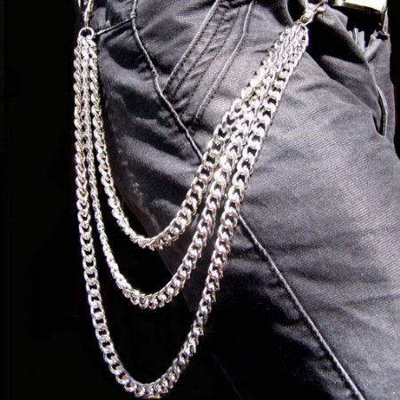 HuntGold 1X Fashion Cool Shining Punk Style Pants Trousers Jeans Wallet Chain Rock Hip Hop Waist Chain(Silver)