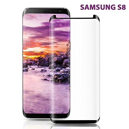 Galaxy S8 Screen Protector, Bestfy Samsung S8 Tempered Glass, Full Coverage, HD Clear, Case Friendly Screen Protector for Samsung Galaxy S8 (Black)