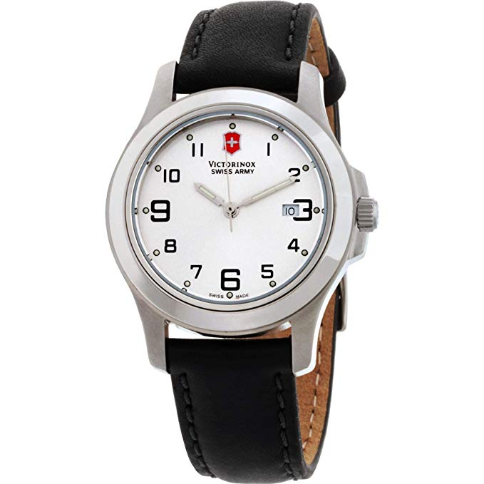 Victorinox Garrison Elegance Silver Dial Leather Strap Ladies Watch 241388CB