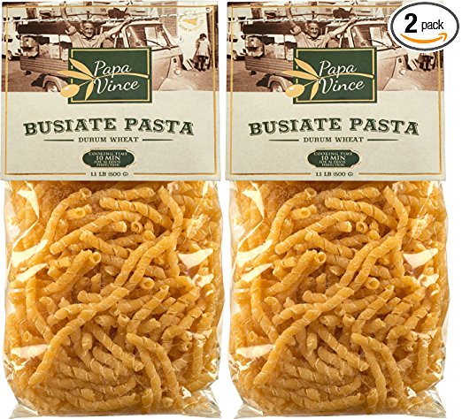 Busiate Pasta Sicily Italy artisan - made with ancient seeds by locals | NON GMO | WHOLE GRAIN | NO ENRICHED | AL DENTE macaroni holds seafood sauce like a magnet (1.1 lb 2-Packs) - Papa Vince