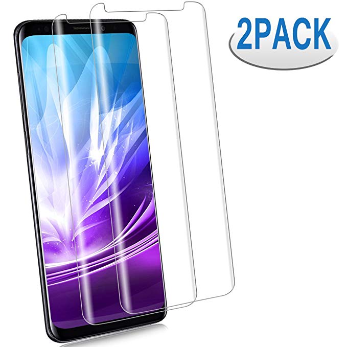 [2 Pack] Galaxy S9 Plus Screen Protector [9H Hardness][Anti-Scratch] [Anti-fingerprint][3D Curved] [High Definition] [Ultra Clear] Tempered Glass Screen Protector for Samsung Galaxy S9 Plus