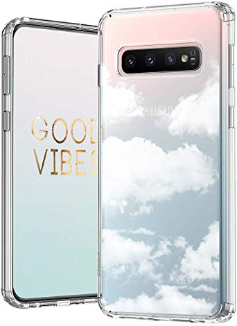 MOSNOVO Galaxy S10 Plus Case, Cloud Pattern Clear Design Printed Transparent Plastic Back Hard Case with TPU Bumper Protective Case Cover for Samsung Galaxy S10 Plus