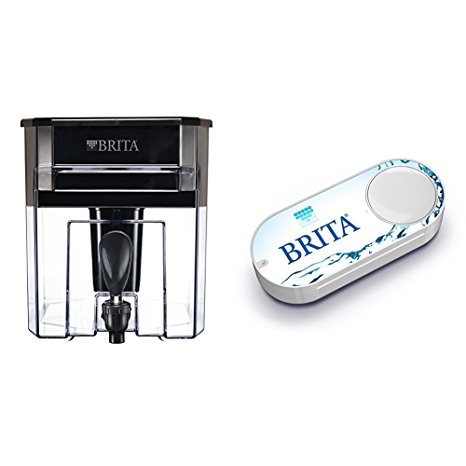 Brita Large 18 Cup UltraMax Water Dispenser and Filter - BPA Free - Black & Brita Dash Button