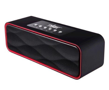 S-WAVE Portable Stereo Bluetooth Speaker - Black - Rechargeable 2200mah battery providing 10hrs  Playtime, Builtin Mic for Handsfree Calls, Inputs: FM Radio, SD Card, USB and 3.5mm AUX.