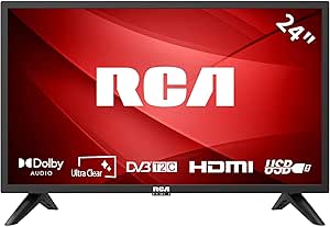 RCA 24 Inch HD TV, DVB-T/T2/C FreeView HD Dolby Digital Audio TV, Triple Noise Reduction Color Engine LED Backlighting, HDMI VGA PC Audio USB Media Player, Ideal Small TV for Lounge or Kitchen