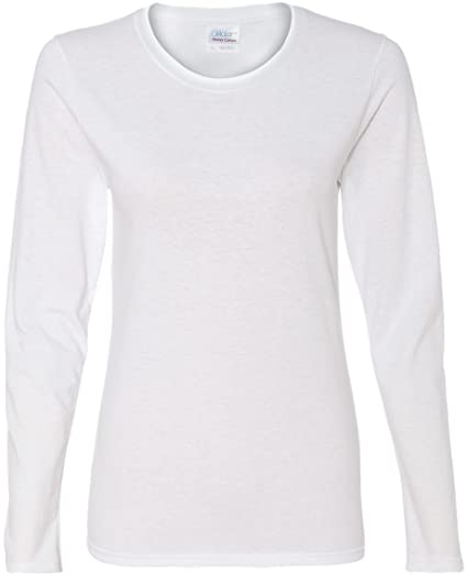 Gildan womens Heavy Cotton 5.3 oz. Missy Fit Long-Sleeve T-Shirt(G540L)-WHITE-XL