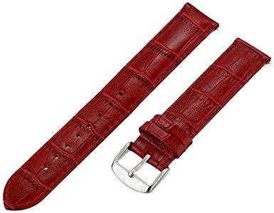 Watch Band Red Genuine Leather Crocodile Grain 18 millimeter Tech Swiss
