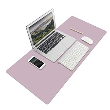 Vaydeer Pu Leather Desk Pad Mat Blotters XL Protector Smooth Organizer with Comfortable Working Writing for Office and Home Ultra Thin Waterproof Dual Sided Pink 27.5 x 15.7 inch