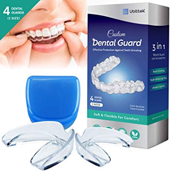 Ubittek Teeth Grinding Moldable Custom Dental Night Guards - 2-Size, 4 Pieces Mouth Guards