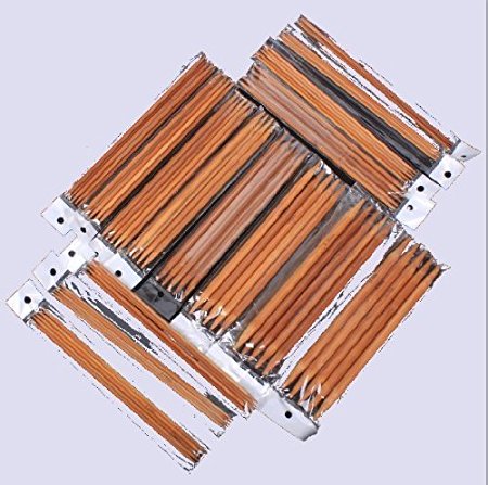 Sun Raise5 Sets of 15 Sizes 8'' (20cm) Double Pointed Carbonized Bamboo Knitting Kits Needles Set (2.0mm - 10.0mm)