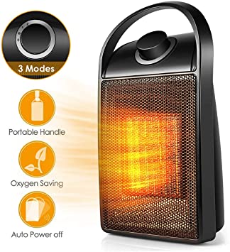 Space Heater, 2020 Upgraded Portable Quiet Ceramic Space Heater, 750W/1500W Ceramic Electric Heater Mini Desk Personal Heater with Tip-Over & Over-Heat Protection for Home/Office/Bedroom