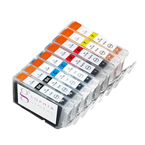 Sophia Global Compatible Ink Cartridge Replacement for Canon CLI-8 (2 Small Black, 2 Cyan, 2 Magenta, and 2 Yellow)