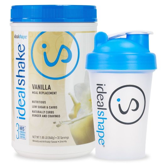 IdealShake Meal Replacement Shake Vanilla w Hunger Blocker FREE Shaker Bottle 30 Servings